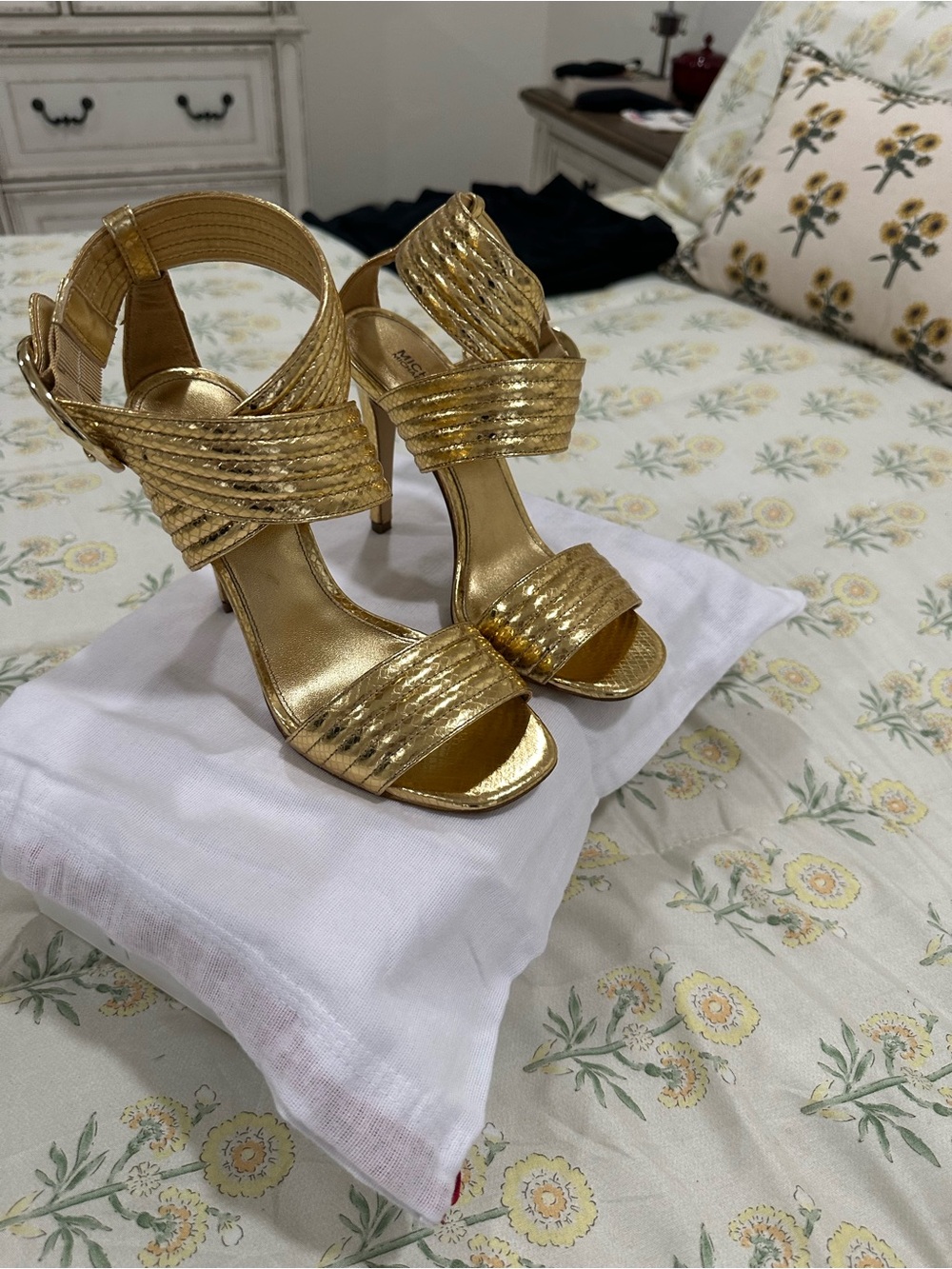 MICHAEL Michael Kors Metallic Gold Strappy High Heel Sandals
